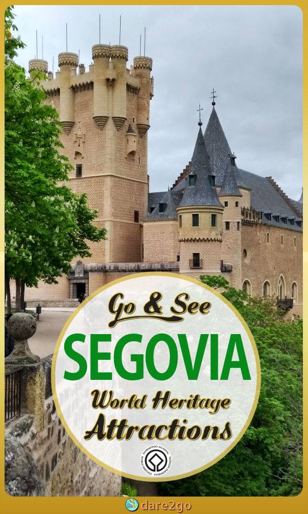 Our Pinterest image, which shows the Alcazar castle of Segovia (with text overlay!)