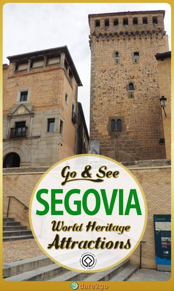 Our Pinterest image, which shows a 15th century palace of Segovia (with text overlay!)