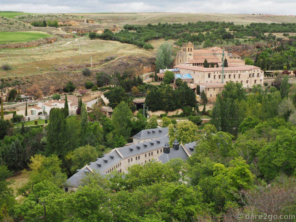View from the Castle: the Royal Mill Mint of Segovia in the foreground and Monasterio de El Parral behind it.
