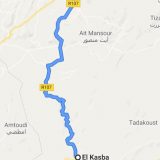 Morocco route map for road trip from El Kasba to Tafraoute