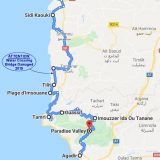 Morocco route map for road trip from Essaouira to Agadir via Paradise Valley