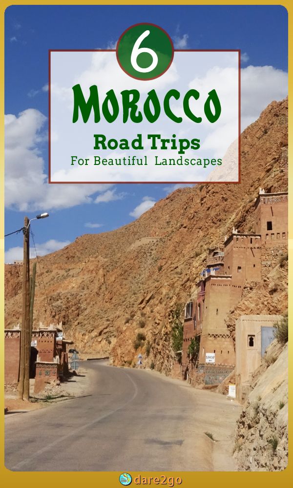 Our Pinterest image, a landscape photo taken near the Dades Gorge - with text overlay