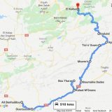 Morocco route map for road trip from Ait Ben Haddou to El Ksiba