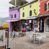 Some of the restored old buildings in the old Muslim section of Mostar. Almost all are now home to some tourist related business.