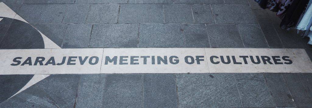Lettering in the paving: Sarajevo, Meeting of Cultures