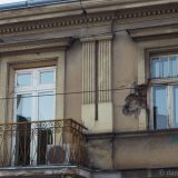 The unrepaired facade of a house in Sarajevo. On the right you still see the large crater a mortar left.