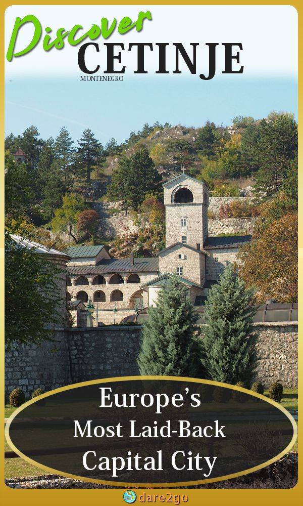 Our Pinterest image shows the monastery in Cetinje - with text overlay.