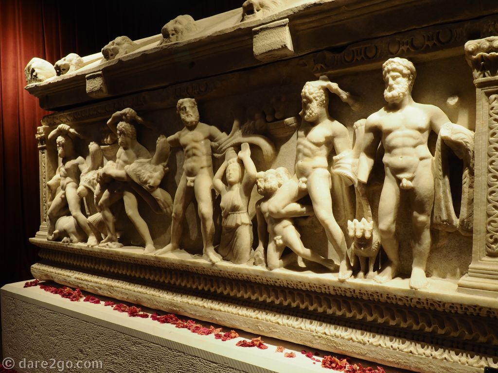The stunning "Sarcophagus of Heracles", which was illegally removed from the archaeological site of Perge. By sheer luck, it was discovered years later by Swiss customs and subsequently returned to Turkey.