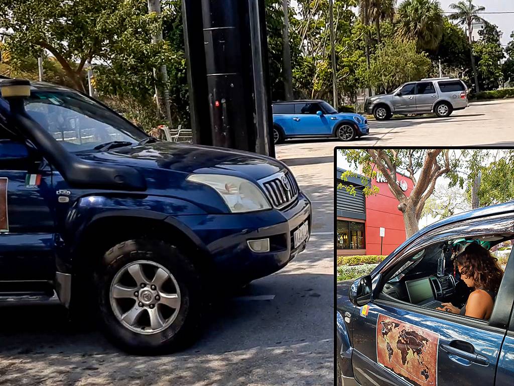 What a contrast: now we're stuck with our Landcruiser on a Walmart parking lot - with nowhere to go