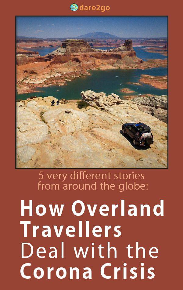 Pinterest image. It shows a Landcruiser parked on a mountain in Arizona - with text overlay