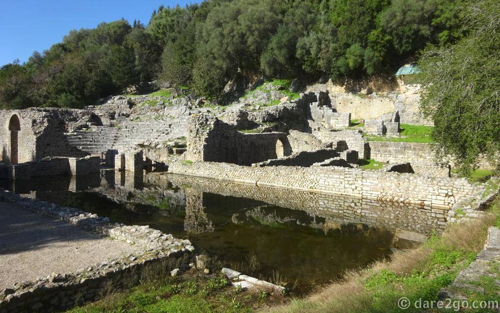 Part of the flooded Agora (Forum) with the theatre in the background