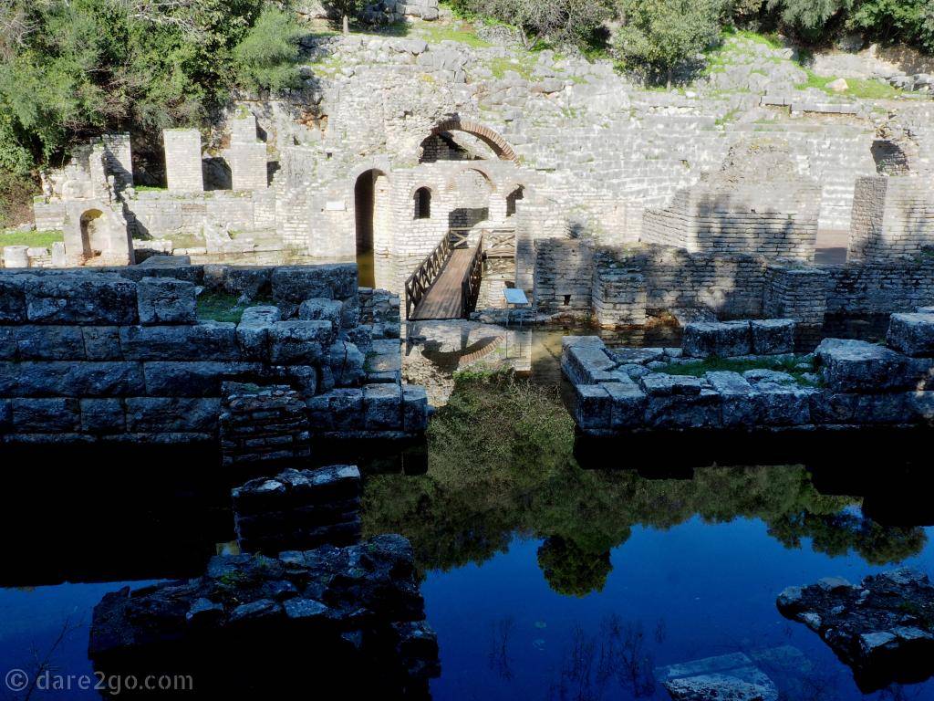Access to the theatre (all under water) and the chapel of Asclepius on the far right