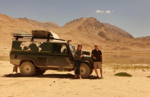 Early days of overland travelling, Jen & Dennis parked up on the Pamir Highway Tajikistan in August 2018.