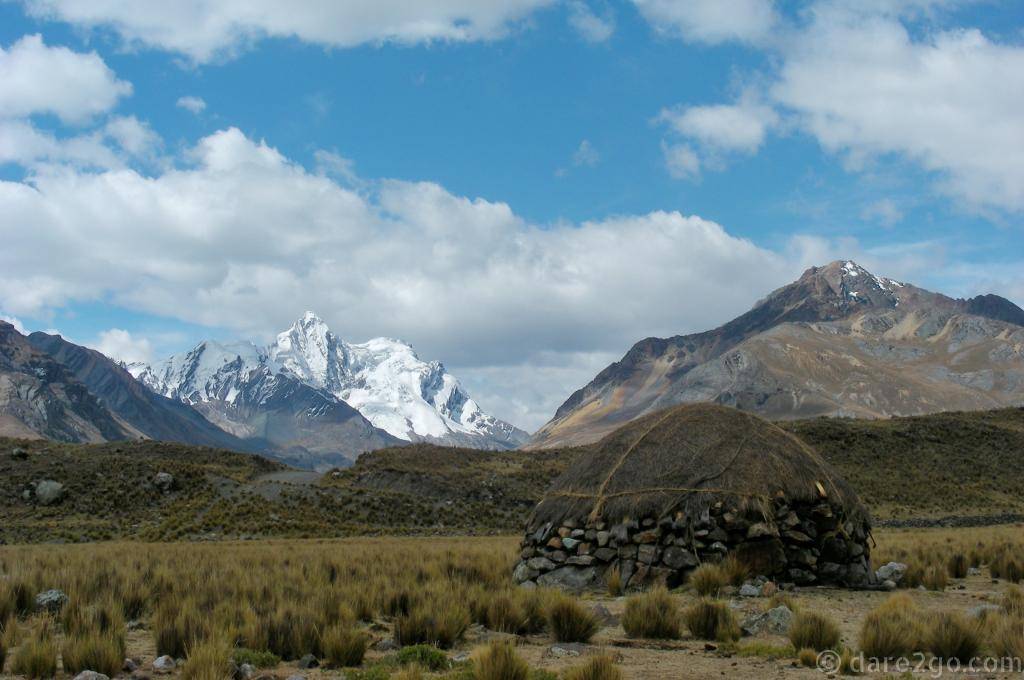 One of the shepherd's huts in the vast Huascaran National Park in Peru. I believe the snow-covered peak in the background is Mount Huascaran, Peru's tallest peak.