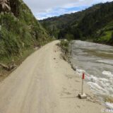 Peru's PE 3N is considered a main road of the country, but a lot of it is single lane. Here recent flood waters washed most of the road away.