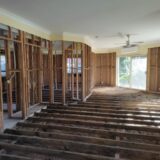 Mullumbimby: the entire interior of our house had to be stripped because mould was growing on the timber frames and mud had washed under the floor boards. A very sad sight!