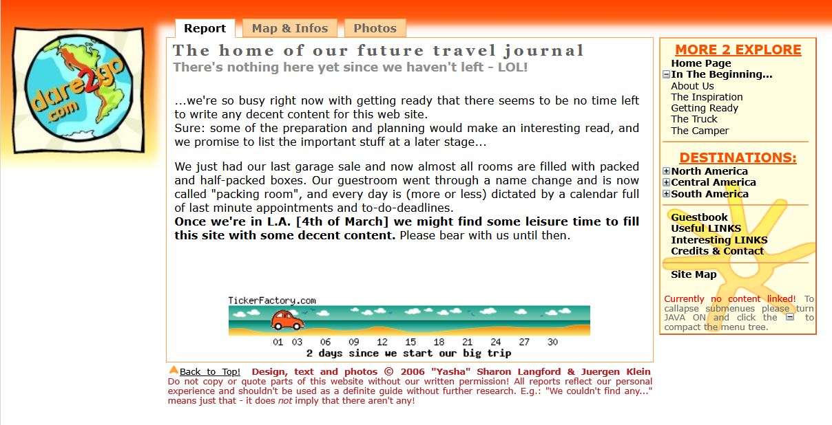 The first page of dare2go.com